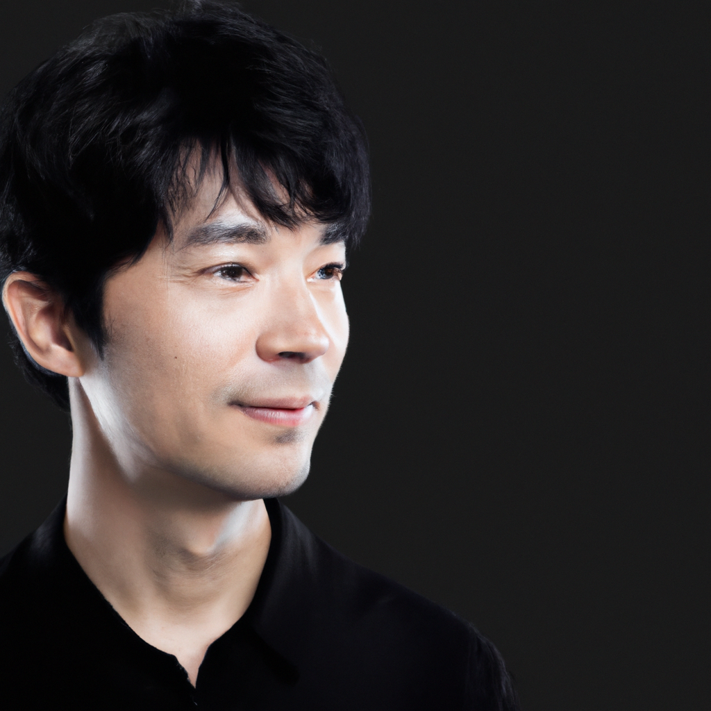 프로듀서 지후, 깔끔한 배경 앞에서 정면을 바라보는 초상